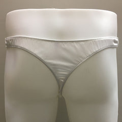 Fagiono Style 1422 Men's Satin Thong Underwear in white from the back