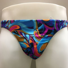 Fagioni Style 4787 Men's Thong Underwear in Blue Peacock Pattern from the front