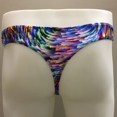 Fagioni Style 4787 Men's Thong Underwear in Carnival Lights Pattern from the back