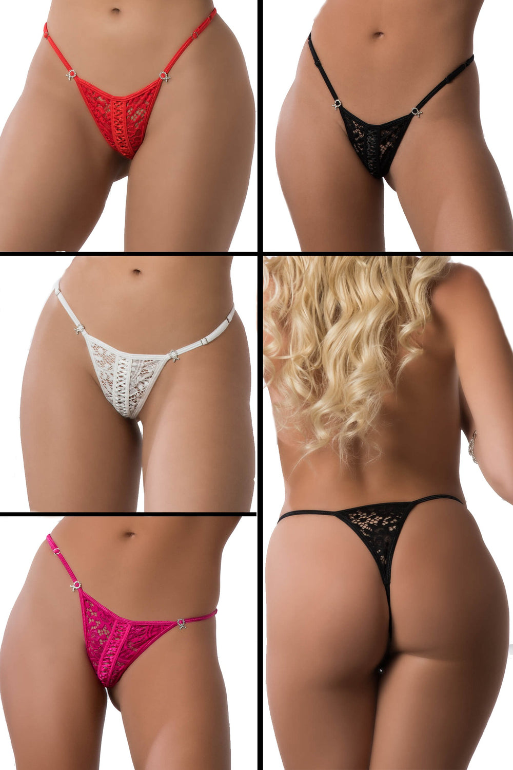 G World style p2167 4pc lace thong panties pack