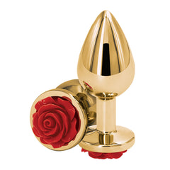 Picture of anal butt plug golden red rose - medium size
