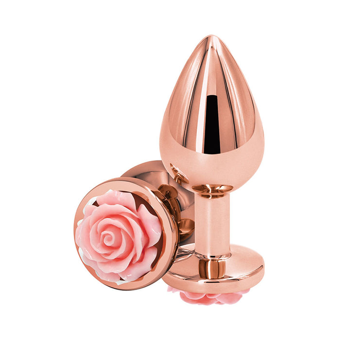 Rear assets size medium rose gold anal plug