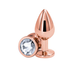 Picture of rose gold clear gem butt plug size medium