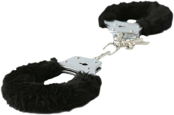 Sex & mischief metal black furry handcuffs